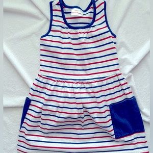 Hanna Andersson red white blue striped tank dress 110/5
